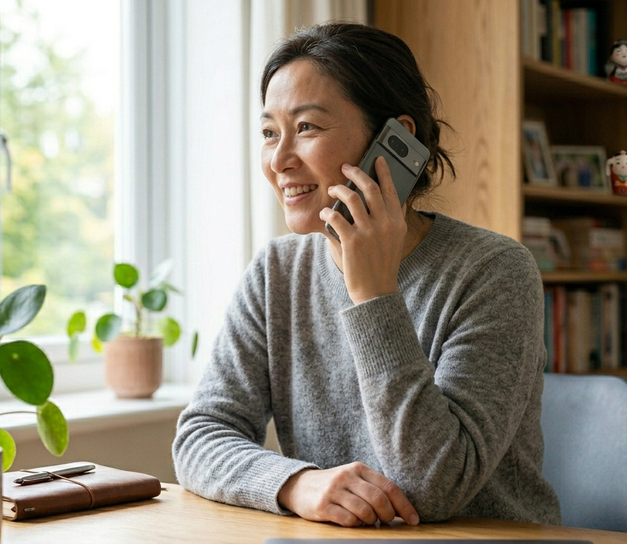 携帯電話をかける女性