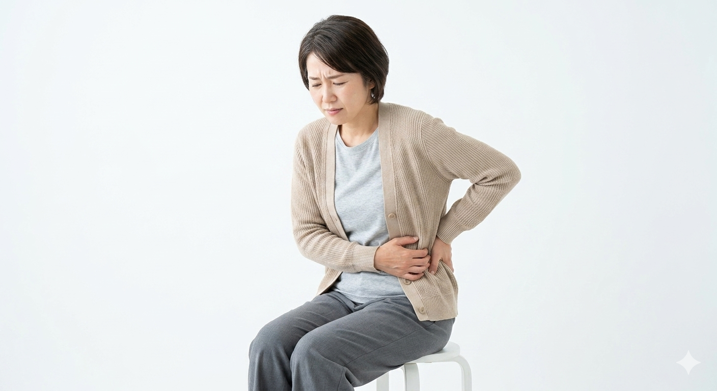 慢性腰痛に悩む女性