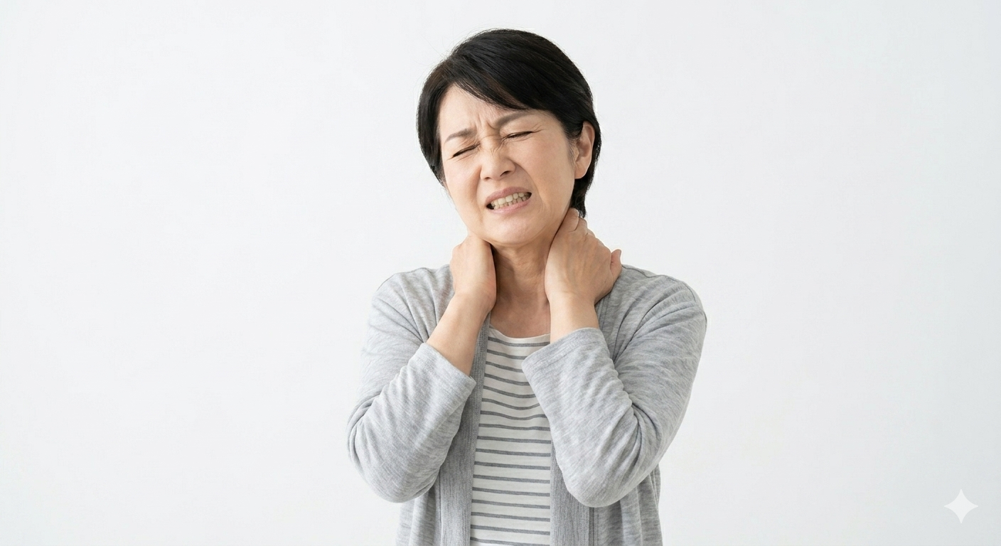 慢性肩こりに悩む女性